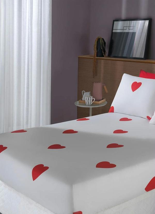 Mundo Lar - Jogo de Cama Flanelado Coração Casal 3 Peças 4