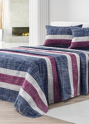 Jogo de Cama (Listra Azul (Casal)) 4 Peas