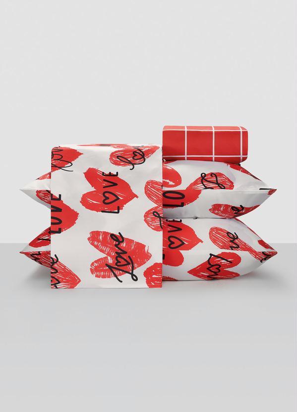 Mundo Lar - Jogo de Cama Love Vermelho Casal 4 Peças 2