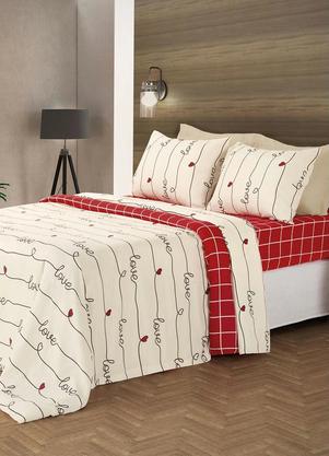 Jogo de Cama (Love Vermelho (Casal) 4 Peas