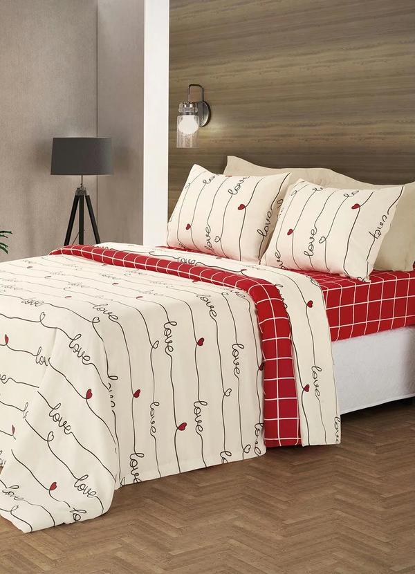 Jogo de Cama (Love Vermelho (Casal) 4 Peas