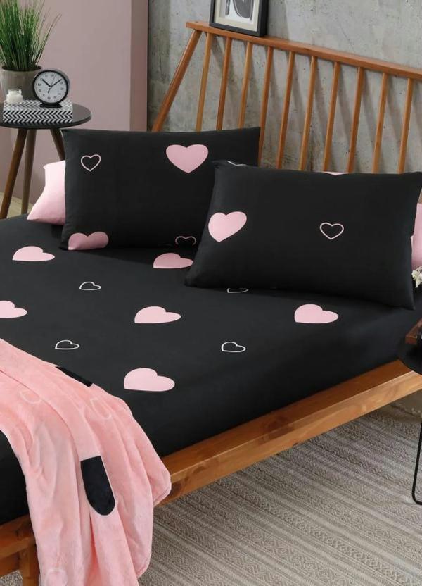 Mundo Lar - Jogo de Cama Malha Coração Casal 3 Peças 2