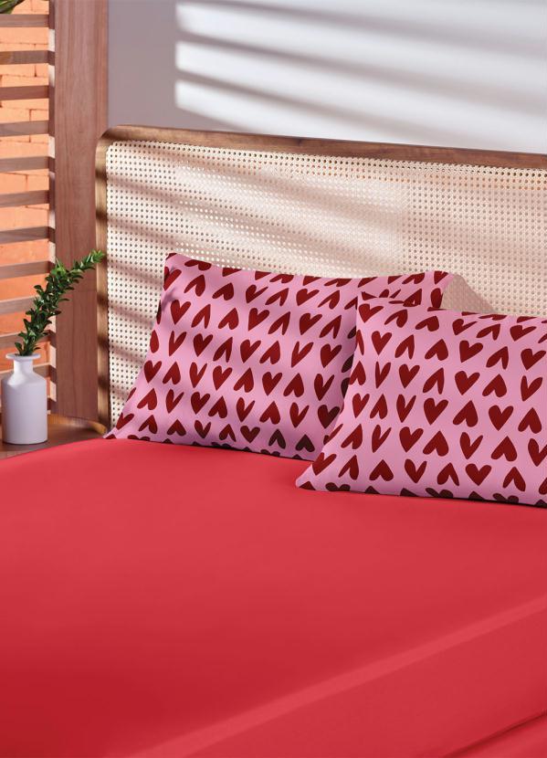 Lar e Lazer - Jogo de Cama Malha Coração Casal 3 Peças