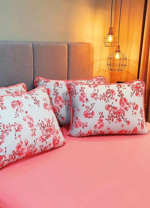 Lar e Lazer - Jogo de Cama Malha Rosa Casal 3 Peças 2