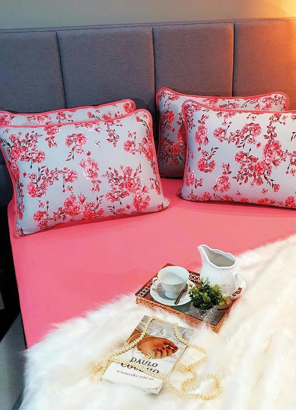 Lar e Lazer - Jogo de Cama Malha Rosa Casal 3 Peças 3