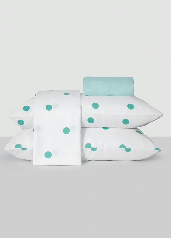 Mundo Lar - Jogo de Cama Poá Verde Casal 4 Peças 3