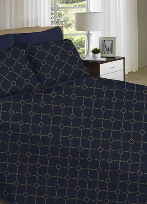 Portallar - Jogo de Cama Queen Azul Profundo 4 Peças - PORTALLAR