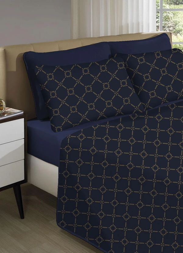 Portallar - Jogo de Cama Queen Azul Profundo 4 Peças