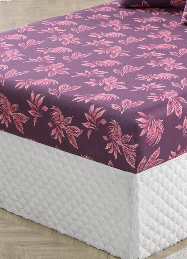 Portallar - Jogo de Cama Queen Folhas Bordô 3 Peças 3
