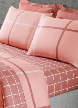 Mundo Lar - Jogo de Cama Rosa Casal 4 Peças - MUNDO LAR