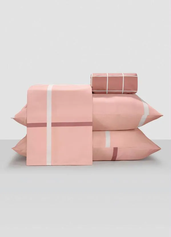 Mundo Lar - Jogo de Cama Rosa Casal 4 Peças 3