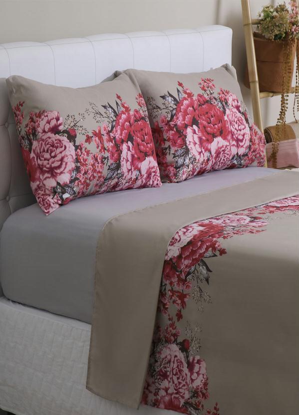 Sultan - Jogo de Cama Vermelha Casal 4 Peças