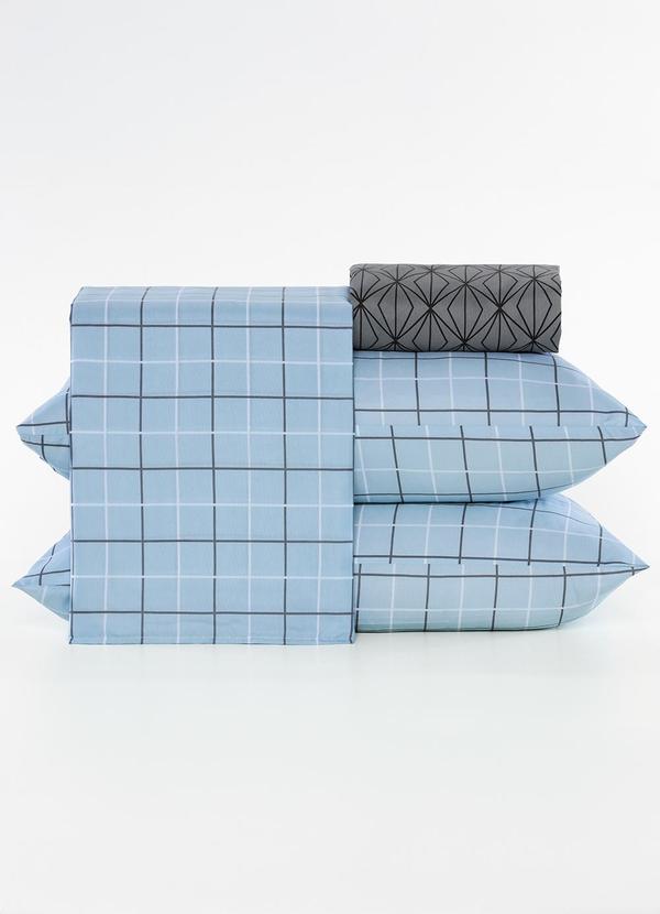 Ligasoft - Jogo de Cama Xadrez/Cinza Casal 4 Peças 4