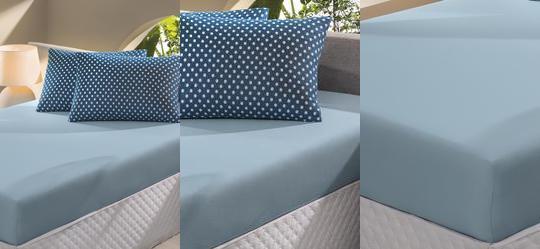 Jogo de Cama Casal Azul Po� 3 Pe�as