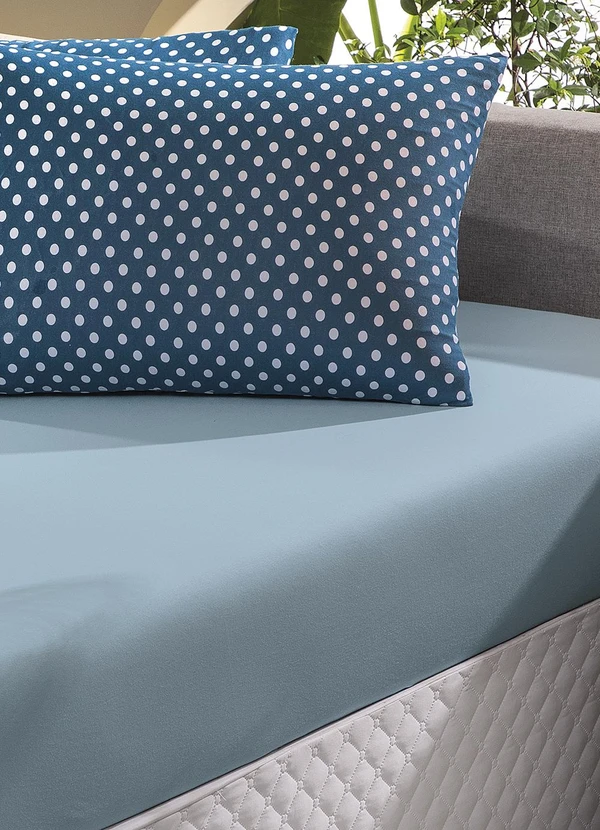 Sul Brasil - Jogo de Cama Casal Azul Poá 3 Peças 2