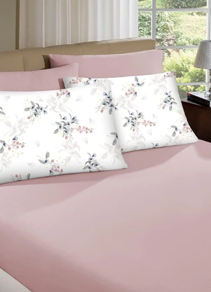 Portallar - Jogo de Cama Casal Classic Floral Rosa 3 Peças - PORTALLAR