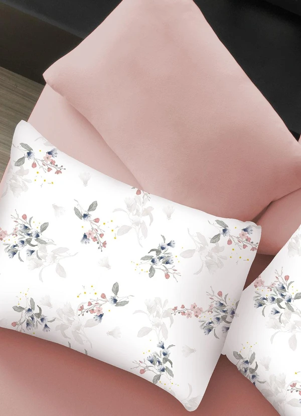 Portallar - Jogo de Cama Casal Classic Floral Rosa 3 Peças 3