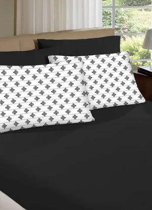 Portallar - Jogo de Cama Casal Classic Preto 3 Peças - PORTALLAR
