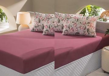 Jogo de Cama Casal Floral Bord� 3 Pe�as