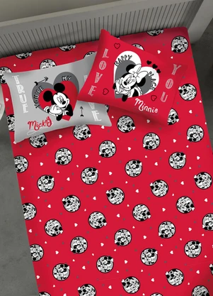 Portallar - Jogo de Cama Casal Mickey e Minnie 3 Peças - PORTALLAR