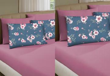 Jogo de Cama Casal Rosa Cravo 3 Pe�as