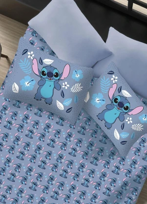 Portallar - Jogo de Cama Casal Stitch Blue 3 Peças - PORTALLAR