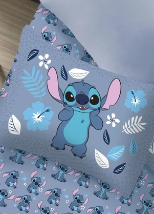 Portallar - Jogo de Cama Casal Stitch Blue 3 Peças - PORTALLAR