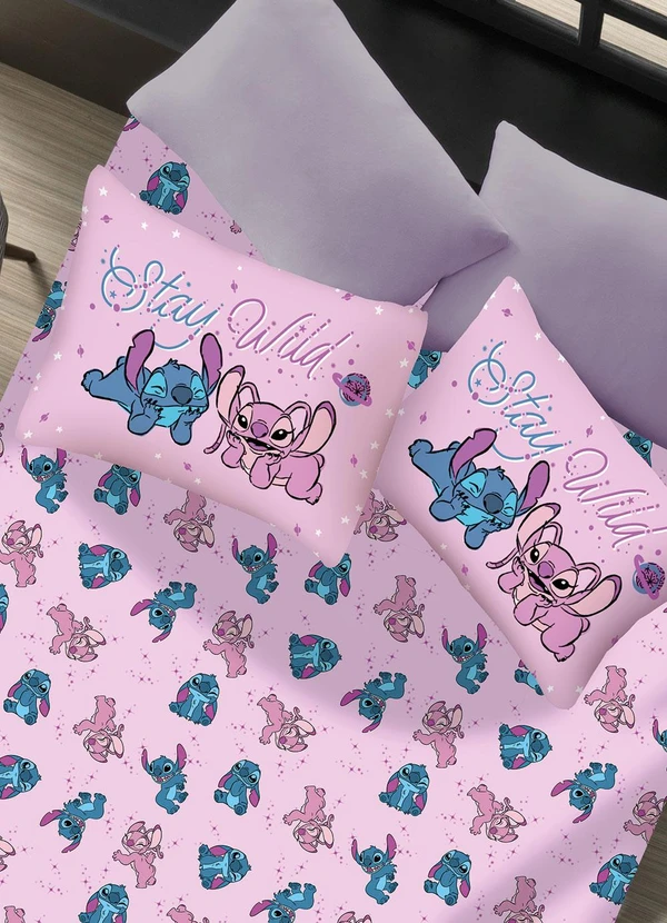 Portallar - Jogo de Cama Casal Stitch e Angel 3 Peças