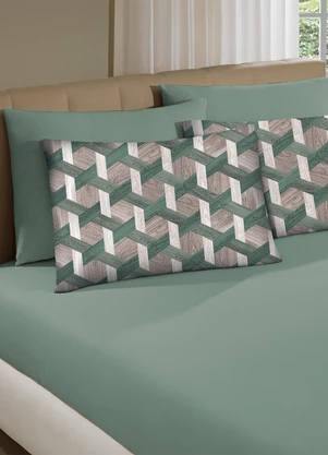 Portallar - Jogo de Cama Casal Verde 3 Peças - PORTALLAR