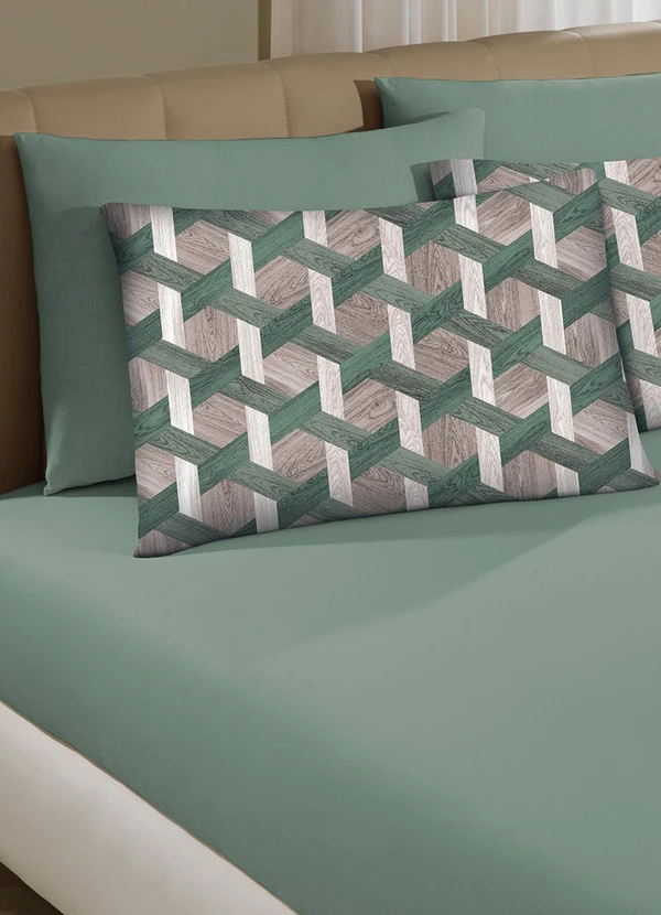 Portallar - Jogo de Cama Casal Verde 3 Peças 2