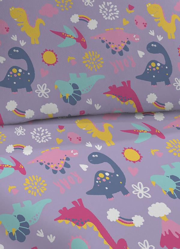 Sul Brasil - Jogo de Cama Dino Girl Solteiro 2 Peças 2