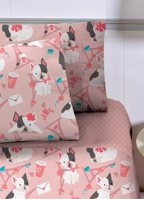 Rovitex - Jogo de Cama Infantil 3 Peças Corttex Rosa 2