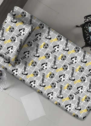 Portallar - Jogo de Cama Infantil Football/Colorido 2 Peças - PORTALLAR