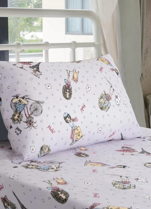 Portallar - Jogo de Cama Infantil Friends In Paris Lilás - PORTALLAR