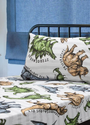 Portallar - Jogo de Cama Infantil T-Rex/Colorido 2 Peças - PORTALLAR