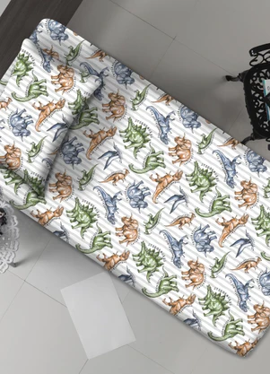 Portallar - Jogo de Cama Infantil T-Rex/Colorido 2 Peças - PORTALLAR