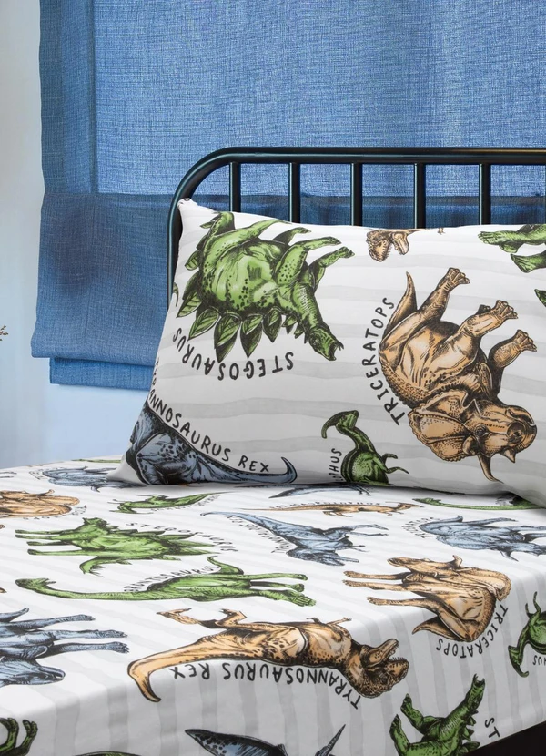 Portallar - Jogo de Cama Infantil T-Rex/Colorido 2 Peças