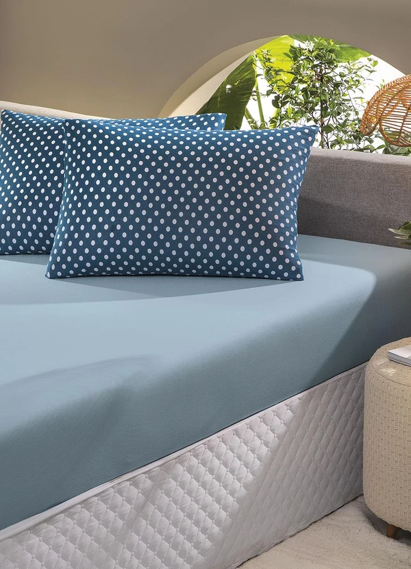 Sul Brasil - Jogo de Cama Queen Azul Poá 3 Peças 2