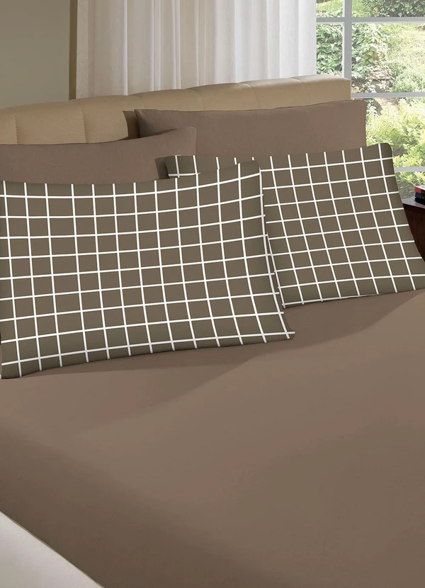 Portallar - Jogo de Cama Queen Classic Marrom 3 Peças 2