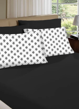 Portallar - Jogo de Cama Queen Classic Preto 3 Peças - PORTALLAR