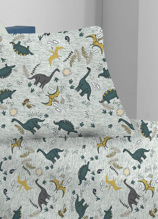 Portallar - Jogo de Cama Solteiro Doce Vida Dino Selva - 2 Pçs 2