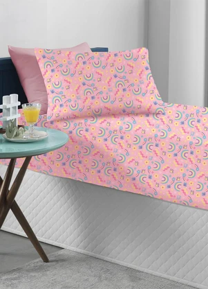 Portallar - Jogo de Cama Solteiro Doce Vida Rainbow - 2 Pçs - PORTALLAR