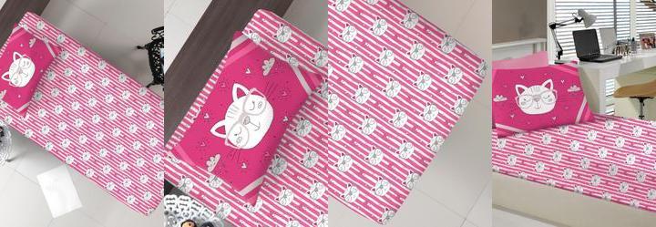 Jogo de Cama Solteiro Gatinhos Pink 2 Pe�as