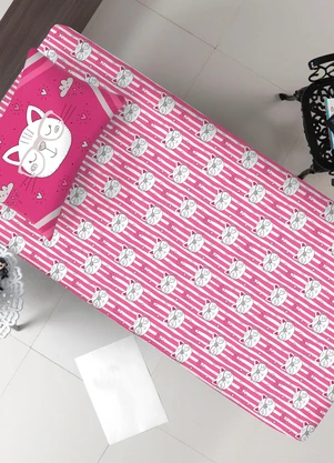 Portallar - Jogo de Cama Solteiro Gatinhos Pink 2 Peças - PORTALLAR