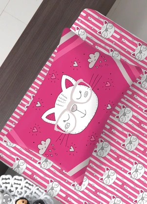Portallar - Jogo de Cama Solteiro Gatinhos Pink 2 Peças - PORTALLAR