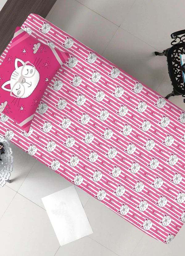 Portallar - Jogo de Cama Solteiro Gatinhos Pink 2 Peças