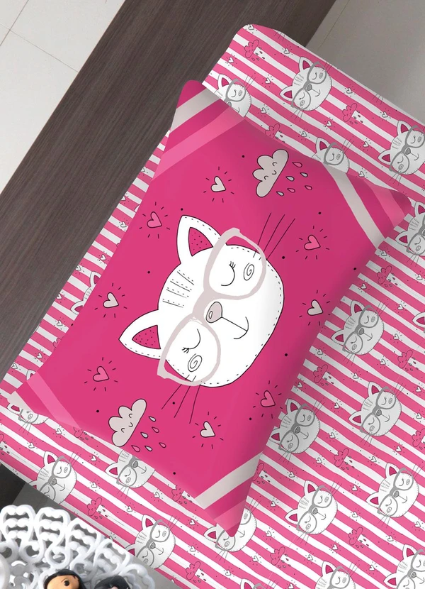 Portallar - Jogo de Cama Solteiro Gatinhos Pink 2 Peças 2