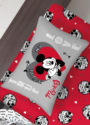 Portallar - Jogo de Cama Solteiro Mickey&Minnie 2pçsVermelho - PORTALLAR