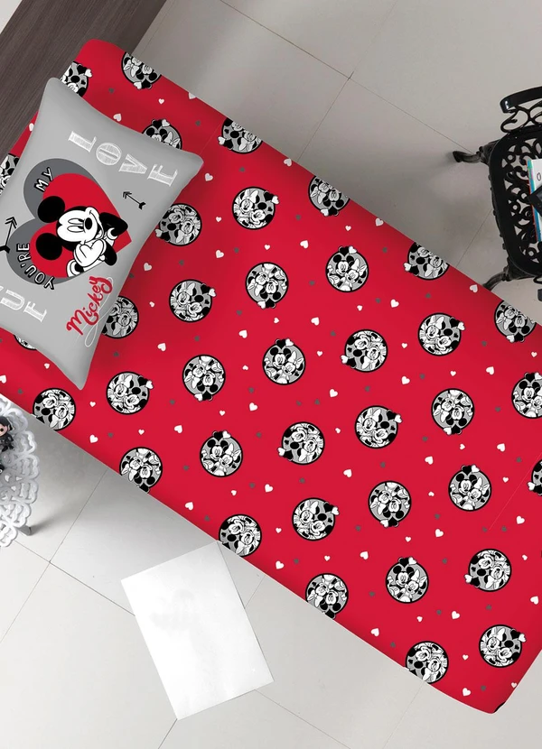 Portallar - Jogo de Cama Solteiro Mickey&Minnie 2pçsVermelho