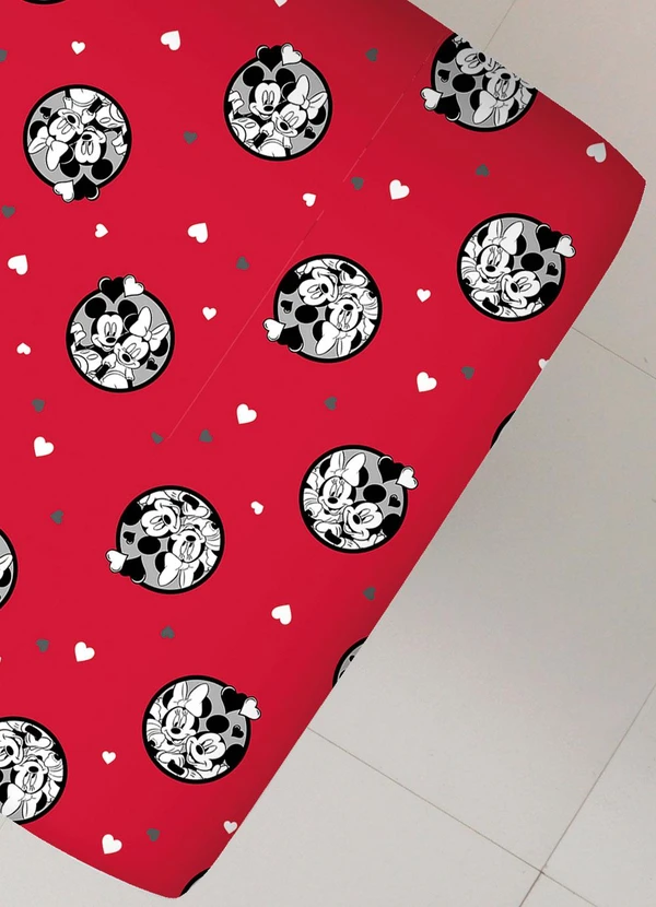 Portallar - Jogo de Cama Solteiro Mickey&Minnie 2pçsVermelho 3
